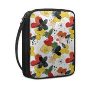 Lovewang Bible Case Yellow Red Flowers Book Pouch Protective Carrying Book Case Canvas Polyester with Handle and Zippered Women Men for Standard Size Bible Cover 27.5x22.5x5.5 cm