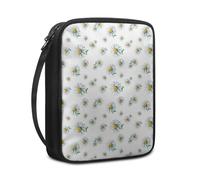 Lovewang Bible Case Yellow White Floral Book Pouch Protective Carrying Book Case Canvas Polyester with Handle and Zippered Women Men for Standard Size Bible Cover 27.5x22.5x5.5 cm