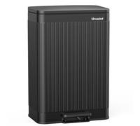 lovewind 60L Large Kitchen Trash Can, Black Stainless Steel Step Bin with Soft-Close Lid, Dual Inner Buckets with Handles & Bag Fixer, Roman Pattern, Odor-Proof, Easy Clean for 3-6 Person Household