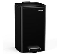 lovewind kitchen Bin, 30L Black Pedal Stainless Steel Trash Can, with Lid and Inner Bucket, Softly Close and Stay Open, Suitable for Kitchen, Bathroom and Living Room