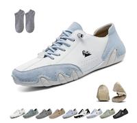 LOVEWLVN lpaca Barefoot Shoes - Ergonomic & Waterproof Barefoot Shoes For Pain Relief Outdoor Lightweight Comfy Breathable Non-Slip Walking Hiking Unisex Orthopedic Beck Sneakers(White+blue,10 UK)