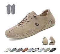 LOVEWLVN lpaca Barefoot Shoes - Ergonomic & Waterproof Barefoot Shoes For Pain Relief Outdoor Lightweight Comfy Breathable Non-Slip Walking Hiking Unisex Orthopedic Beck Sneakers(Khaki,10 UK)