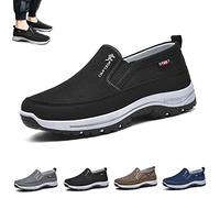 LOVEWLVNCL Breathable Orthopedic Travel Plimsolls, CNA Trop Men Orthopedic Shoes, Lightweight Non Slip Comfortable Casual Walking Boat Shoes (Color : Black, Size : 46 EU)