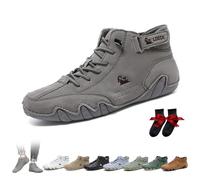 LOVEWLVNCL Italian Handmade High Boots Men Outdoor All-terrain Minimalist Beck Shoes Breathable Non-slip Casual Barefoot Shoes For Walking Hiking Driving Chukka Boots(grey,44 EU)