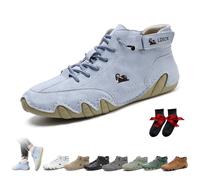 LOVEWLVNCL Italian Handmade High Boots Men Outdoor All-terrain Minimalist Beck Shoes Breathable Non-slip Casual Barefoot Shoes For Walking Hiking Driving Chukka Boots(Light blue,45 EU)