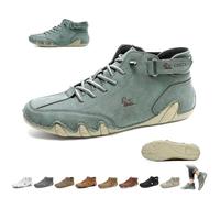 LOVEWLVNCL Italian Handmade Leather Beck Shoes Men Outdoor High Boots Non-Slip Lightweight Comfort Unisex For Hiking Camping & Driving All Season Chukka Boots(Green,47 EU)