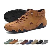 LOVEWLVNCL Italian Handmade Suede High Boots, Beck Shoes Men Waterproof, Non-Slip Lightweight Breathable All Season High Top Boots Casual Sneakers for Hiking & Driving (Color : Brown, Size : 42 EU)