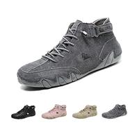 LOVEWLVNCL Italian Handmade Suede High Boots, Beck Shoes Women Waterproof, Lightweight Non-Slip Breathable Women Outdoor Shoes, High Top Chukka Boots Walking Shoes(grey,43 EU)