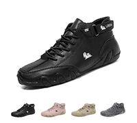 LOVEWLVNCL Italian Handmade Suede High Boots, Beck Shoes Women Waterproof, Lightweight Non-Slip Breathable Women Outdoor Shoes, High Top Chukka Boots Walking Shoes(Black,40 EU)