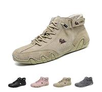 LOVEWLVNCL Italian Handmade Suede High Boots, Beck Shoes Women Waterproof, Lightweight Non-Slip Breathable Women Outdoor Shoes, High Top Chukka Boots Walking Shoes(Khaki,38 EU)