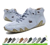 LOVEWLVNCL Vogldeck Men Women Waterproof Breathable Orthopedic Shoes - Outdoor Handmade Barefoot Walking Beck Shoes Lightweight Casual Chukka Boots for Hiking, Work & Everyday Wear(Light Blue,44 EU)