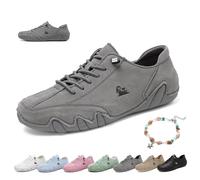 LOVEWLVNCL Women's Ultra-Comfortable Barefoot Shoes Outdoor Beck Shoes Waterproof Non-Slip Lightweight Minimalist Casual Flat Loafers Orthopedics Sneakers For Hiking Walking & Driving(grey,39 EU)