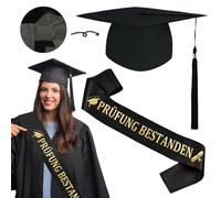 LOVEXIU Exam Passed Sash with Graduate Hat, Graduation Hat and Sash, Graduation Hat and Sash, Black Gold, Passed Exam Gift, for Graduation Parties, Exam Passed Decoration
