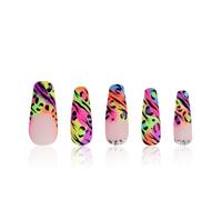 LOVFUL Press on Nails Illusion | Handmade with Full Covered Crystals | Reusable Fake Nails | Coffin Classic Regular 1.3 in | H123-M