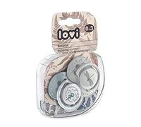 LOVI 2x Baby Silicone Soother 0-3 Months | Pack of 2 | Hygenic Cover | Dynamic Tip | Enables Free Breathing | Botanic Collection | Gray