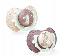 LOVI dynamic silicone pacifier, 2 pcs, glowing in the dark (3-6m, Night&Day girl)