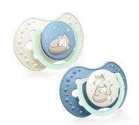 LOVI dynamic silicone pacifier, 2 pcs, glowing in the dark (6-18m, Night&Day boy)