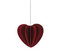 LOVI Heart 4.5 cm/Northern Europe Finland in the Birch Wood (Birch) with Greeting Card, dark red