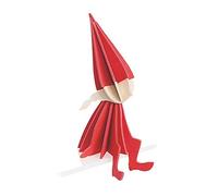 Lovi Medium Wooden Elf Girl Postcard - Red - 12 cm - 3D Model - Wooden Creation From Finland