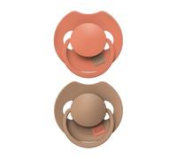 LOVI Prime dynamic silicone soothing pacifier, 2 pcs, sterilization capsule, protect suction reflex, anti-allergic, BPA free (Granola/Orange, 18m+)