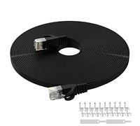 Lovicool Cat 6 Flat Ethernet Cable 15m, Internet Cable 10Gbps 600Mhz High-Speed LAN Patch Shielded Network Cables with RJ45 Gold-Plated Connector