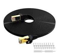 Lovicool Cat 7 Ethernet Cable 20m,High-Speed Flat Cat7 Gigabit RJ45 LAN Patch Cord 65ft with 10Gbps 600Mhz/s FTP POE for Internet, Router, Modem, Smart TV, PC & Laptop PS5 PS4 Switch Modem-Black
