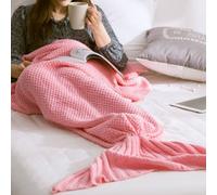 Lovii Knitted Mermaid Tail Blanket in Pink | Size: 180 cm x 90 cm Lovii Pink 180 cm x 90 cm