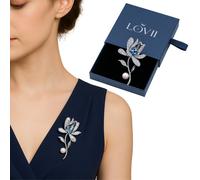 Lovii Women's SerOrchid Austrian Crystal & Pearl Brooch in Silver | Size: 10 Lovii Silver 10