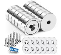 LOVIMAG 12pc Neodymium Rare Earth Magnets, Strong with Countersunk Hole & Iron Sheet, 20lbs Force Cabinet Magnets with Screws for Door & Mounting, 0.63x0.19inch