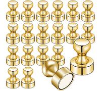 LOVIMAG 20 PCS Refrigerator Magnets, Gold Metal Push Pin Magnets, Ideal for Whiteboard, Office, Classroom, Map Magnets
