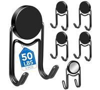 LOVIMAG Black Magnetic Hooks, Cruise Essentials, Cruise Must Haves, 50Lbs Swivel Heavy Duty Magnetic Hooks for Cruise Cabins, Hanging, Refrigerator, Classroom, Grill, and Strong Magnet Hook -5 Pcs