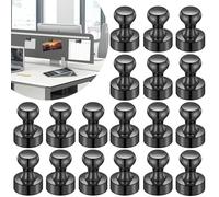 LOVIMAG Fridge Magnets for Office Accessories, 20 Pcs Black Refrigerator Magnets for Office Organization, Small and Strong Push Pin Magnets for Whiteboard, Office,Classroom,Kitchen,Locker etc