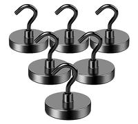 LOVIMAG Magnetic Hooks, 100LBS Strong Magnetic Hooks Heavy Duty for Refrigerator, Black Magnet with Hooks for Cruise Cabin, Large Magnetic Hooks for Hanging, Grill, Metal Door etc - 6 Pack