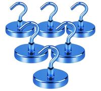 LOVIMAG Magnetic Hooks Heavy Duty, 110Lbs Strong Metal Magnet Hooks, Blue Magnet Hooks for Hanging, Cruise Essentials Must Haves, Magnets with Hooks for Whiteboard, Cruise Cabins, Kitchen-6 Pack