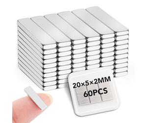 LOVIMAG Neodymium Bar Magnets, 20x5x2mm 60Pcs Small Strong Rare Earth Magnet, Strong Rectangular Magnetic Bar, Mini Powerful Magnets for Crafts, Fridge, Science, Office and Tool Storage
