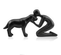 LOVIN PRODUCT Dog & Me Statue - Black Sculpture Home Decor, Cute Pet Memorial Gift for Dog Lovers, Shelf, Living Room, Bedroom, Office Desk Figurine
