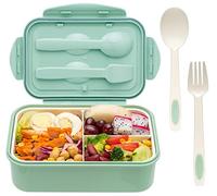 LOVINA Bento Boxes for Adults - 1100 ML Bento Lunch Box For Kids Childrens With Spoon & Fork - Durable Perfect Size for On-the-Go Meal, BPA-Free and Food-Safe Materials(Green)