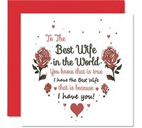 Loving Anniversary Cards for Wife - Best Wife In The World - Heatfelt Happy Birthday Card from Husband Partner, Birthday Gift, 145mm Valentines Greeting Cards Gift
