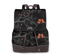 Loving Bird Print Women Fashion Backpack Ladies Pu Leather Backpacks Handbag Waterproof Rucksack Travel Backpack with Flap