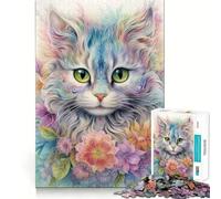 Loving Cat Teenager Jigsaw Puzzles 1000 Pieces Creative Fun Clear Color Fun Challenge Birthday Gift (38x26cm)