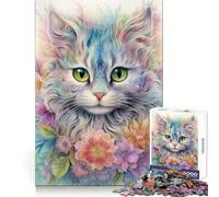 Loving Cat Teenager Jigsaw Puzzles 1000 Pieces Creative Fun Clear Color Fun Challenge Birthday Gift (38x26cm)