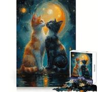 Loving Cats 1000 Pieces Jigsaws Adults Puzzles Logic Fun Clear Tone Playful Challenge (38x26cm)