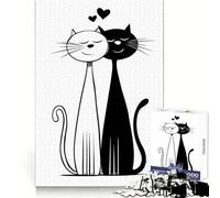 Loving Cats Black And White Adults 1000 Piece Jigsaw Puzzle Unwind Game Clear Tone Enjoyable Challenge Unique Gift (38x26cm)