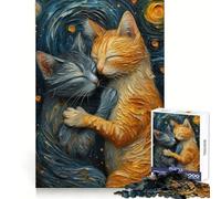 Loving Cats Hard Jigsaw Puzzle for Adults 1000 Pieces Recall Boost Accurate Cut Real Challenge Home Art (38x26cm)