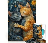 Loving Cats Hard Jigsaw Puzzle for Adults 1000 Pieces Recall Boost Accurate Cut Real Challenge Home Art (38x26cm)