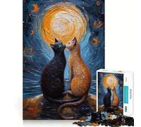 Loving Cats Jigsaw Puzzles 1000 Piece for Adults Memory Boost Cozy Fun Pattern Assemble Nice Decor (38x26cm)