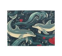 Loving Dolphin Ocean Wooden Puzzle 500 Piece Jigsaw Puzzle for Adults Challenging Puzzle for Game Size 15"x20.4"