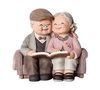 Loving Elderly Couple Figurines,Love Grandparents Parents Anniversary Wedding Gift Resin Loving Elderly Couple Figurines Garden Ornaments Decoration Old Age Life Home Decor(Reading Style)