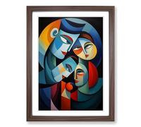 Loving Family Cubism No.2 Framed Print | A2 Walnut Framed Wall Art | Ready to Hang | Cubist Nature Picture | Living Room Bedroom Lounge Office