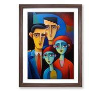 Loving Family Hard Edge Framed Wall Art Print A2 Walnut